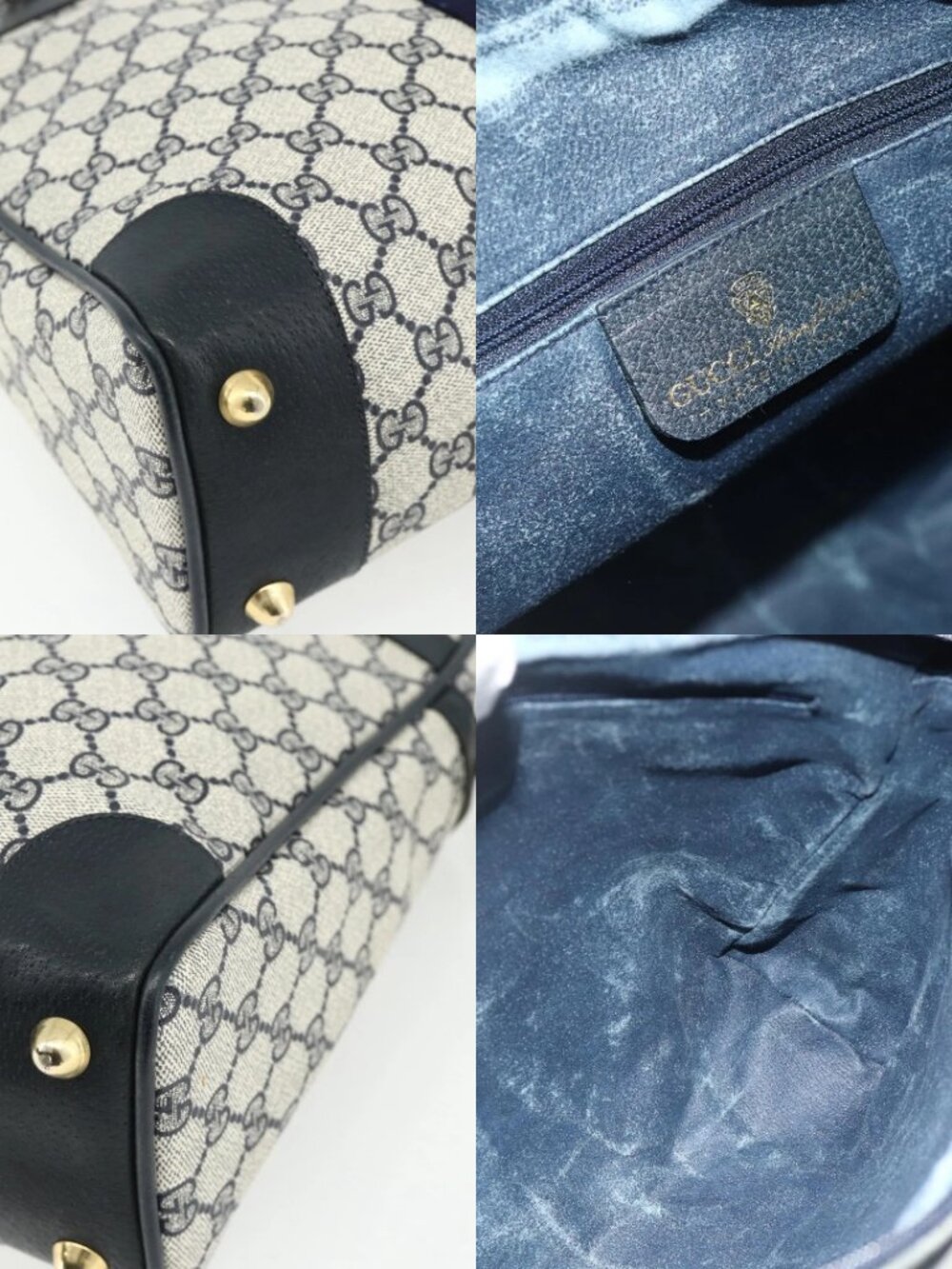 GUCCI GG Supreme Sherry Line Hand Bag PVC 2way Navy Gold 904 02 015 Auth YKZ1353 - Picture 16 of 16